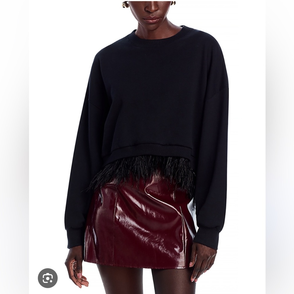 Cinq a Sept Albertine Ostrich Feather Sweatshirt NWT